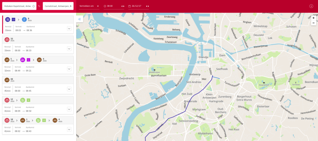 Multi-modal route planner shows smartest way to Antwerp