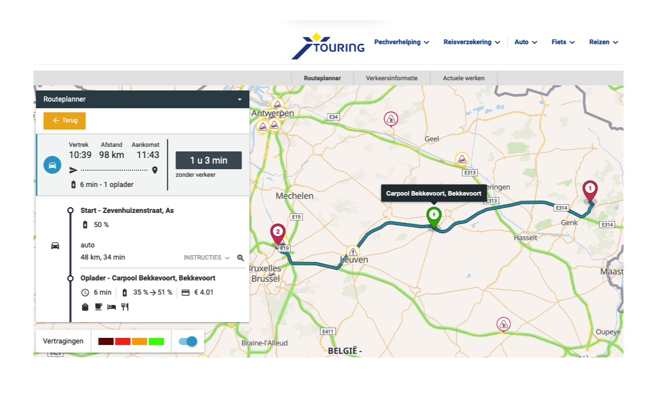 Smart route planner Touring-BeMobile tackles range anxiety